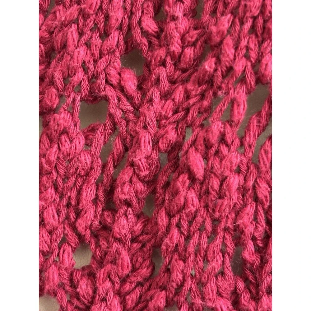 Ann Taylor‎ Loft Women's Medium Maroon Wine Chunkey Knit Long Open Cardigan
